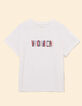 Camiseta manga corta blanca mensaje bordado I.Code-7