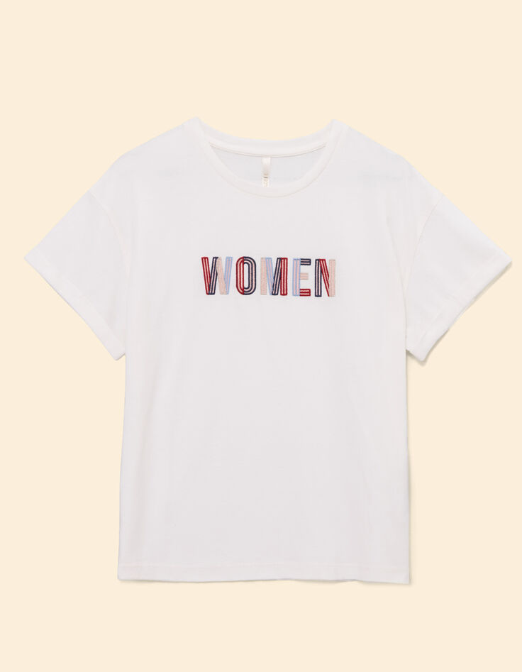 Camiseta manga corta blanca mensaje bordado I.Code-7