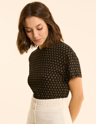 I.Code black floral heart t-shirt