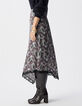 Asymmetrischer langer Rock mit bordeauxfarbenem Paisleymuster Damen-3