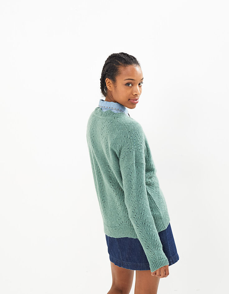 Cardigan amande en tricot ajouré I.Code-3 Cardigan amande en tricot ajouré I.Code-3