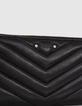 Damen 1440 Compagnon schwarz gestepptes Leder Portemonnaie-2