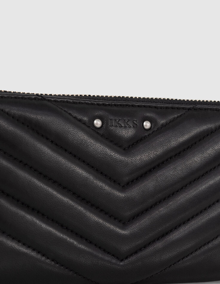 Damen 1440 Compagnon schwarz gestepptes Leder Portemonnaie-2