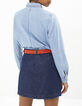 Ungebleichter Jeansrock mit Knöpfen und Nieten I.Code-3