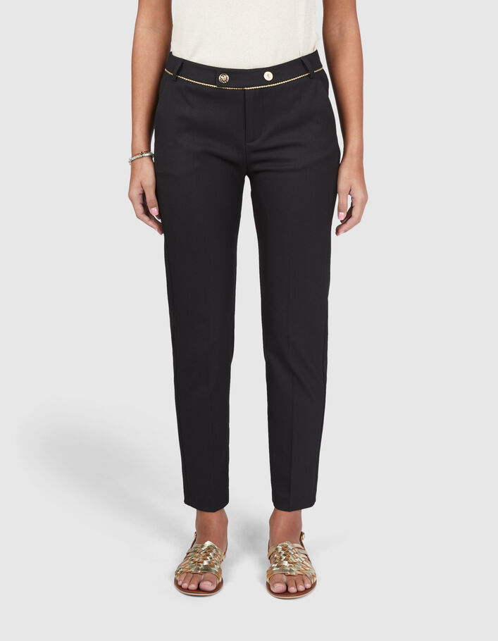 I.Code black geometric jacquard city trousers - I.CODE