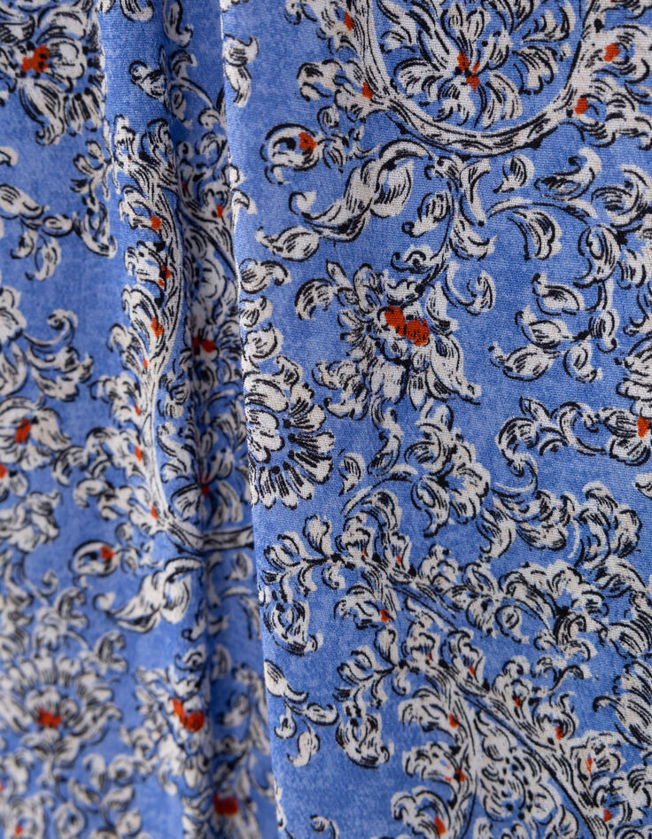 Robe portefeuille bleue imprimé cachemire floral I.Code-8