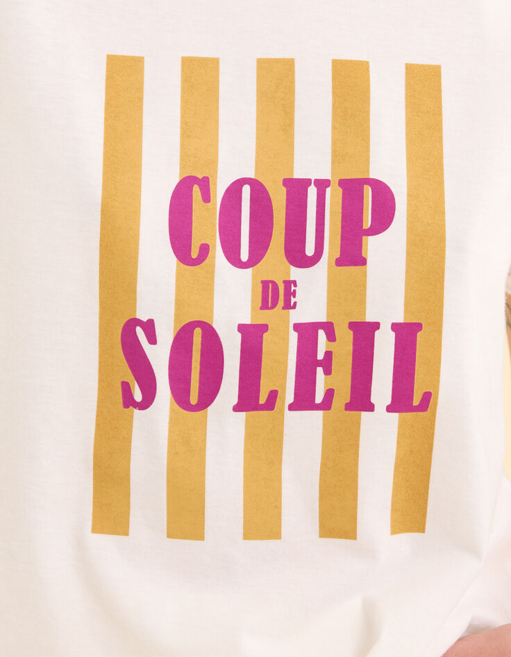 I.Code white short-sleeved T-shirt with striped slogan-4