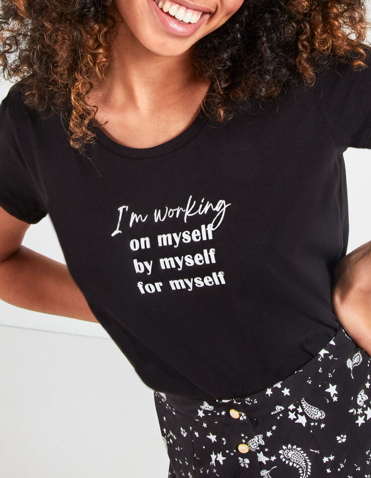Tee-shirt noir bio message blanc I.Code -1