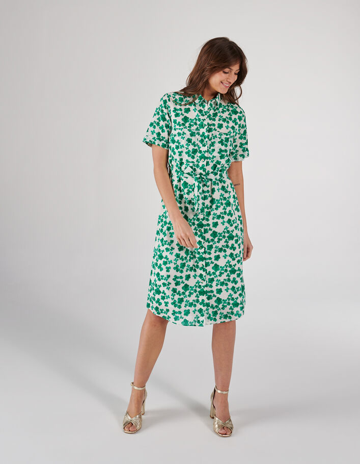 Robe Chemise Fille IKKS – Blanc Cassé, Taille 10 Ans, Coupe évasée