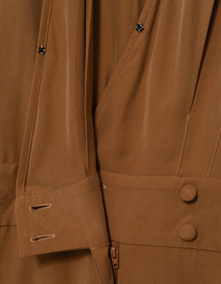 Wijde camel jumpsuit met brede wikkelkraag I.Code-8