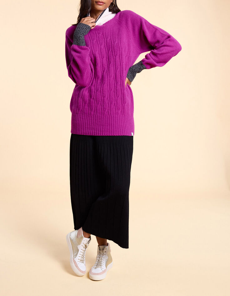 Magenta gebreide trui met twists I.Code x Lafrançaise-7 Magenta gebreide trui met twists I.Code x Lafrançaise-7