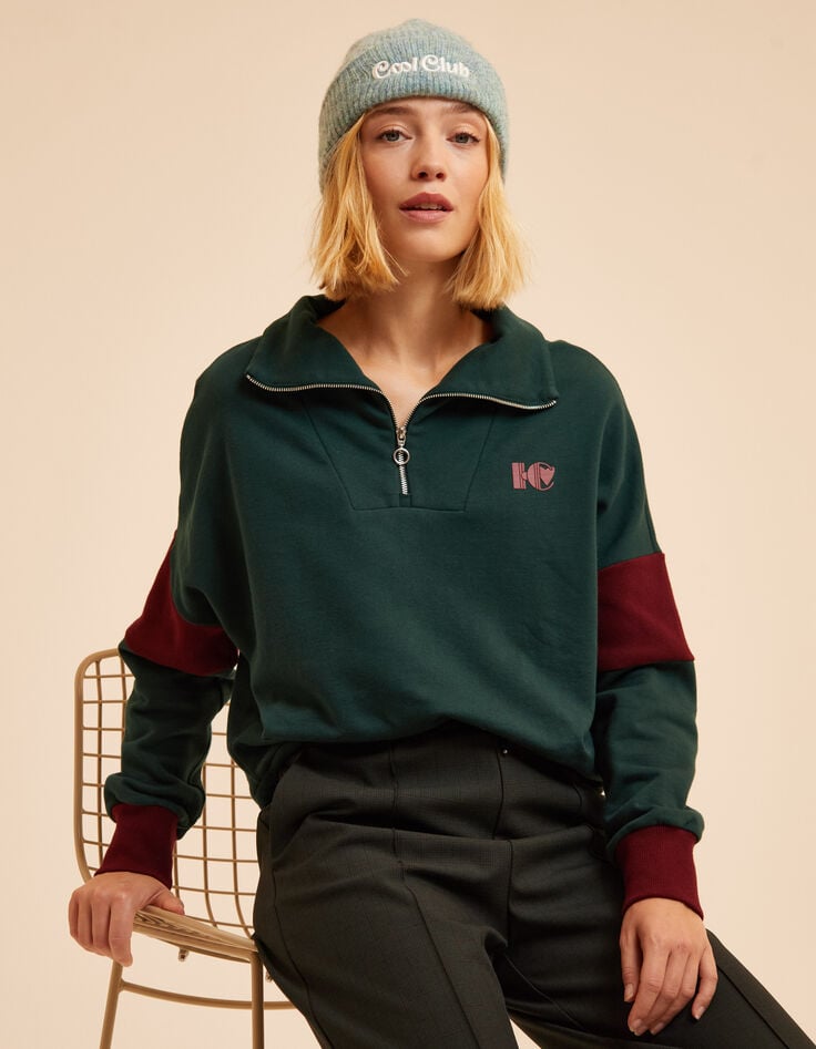 Sudadera camionero verde acanalada burdeos I.Code-6 Sudadera camionero verde acanalada burdeos I.Code-6