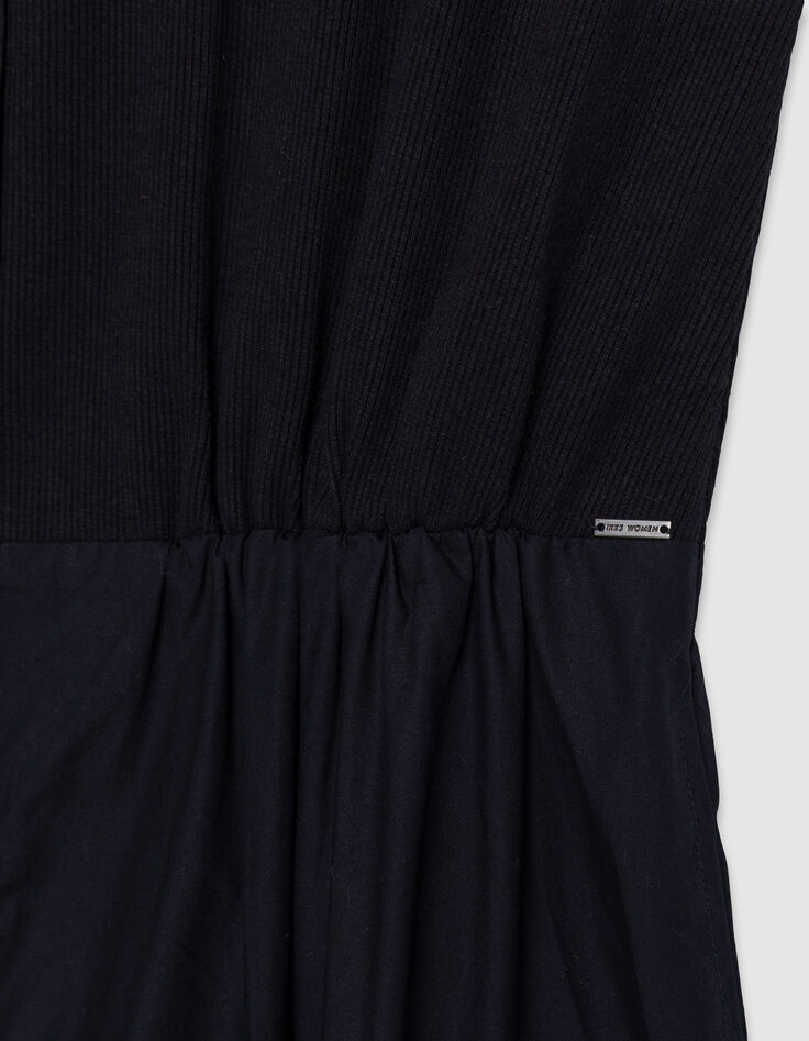 Zwarte maxi-jurk van bi-materiaal met knoopsluiting Dames-7