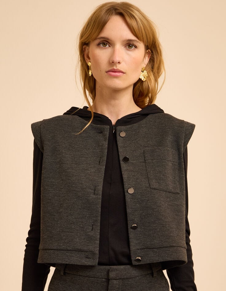 Top sans manches gris maille faux-uni I.Code-3