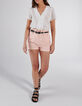 Rosa Shorts mit hohem Bund mit Gummizug I.Code-1