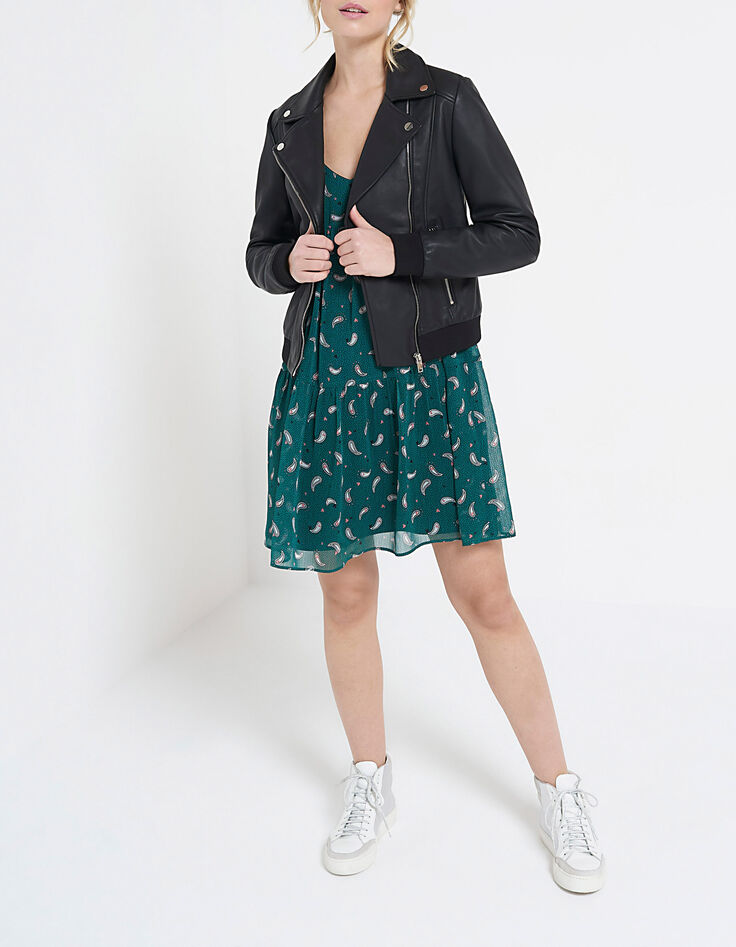 I.Code sea green paisley heart print dress