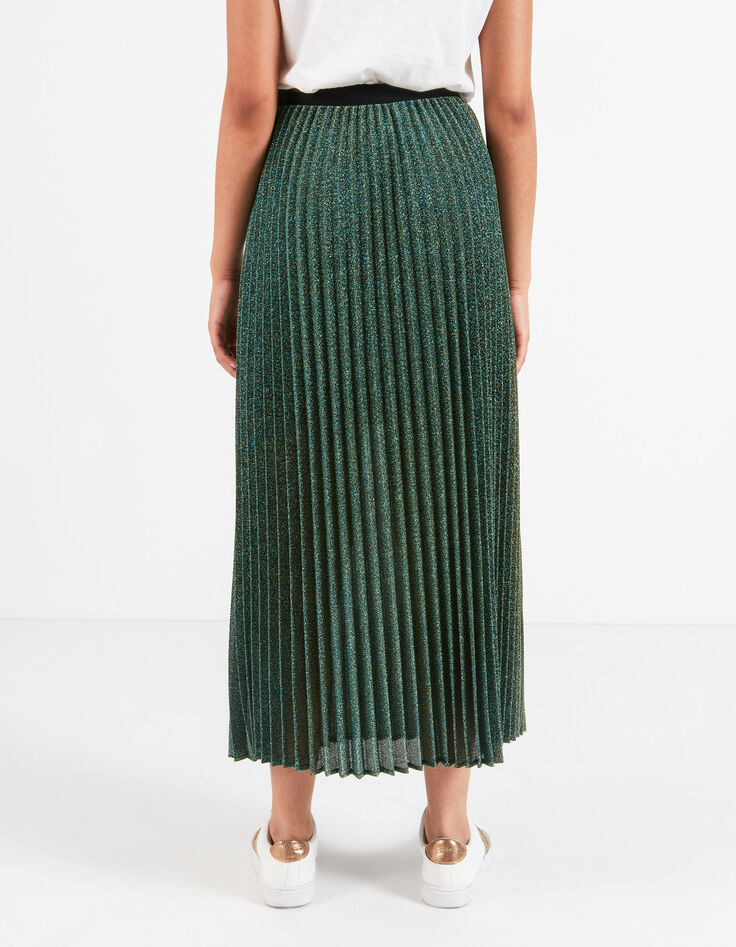 Jupe longue vert empire plissée à paillettes I.Code-3