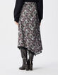 Asymmetrischer langer Rock mit bordeauxfarbenem Paisleymuster Damen-4