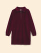 I.Code burgundy corduroy zipped dress-6