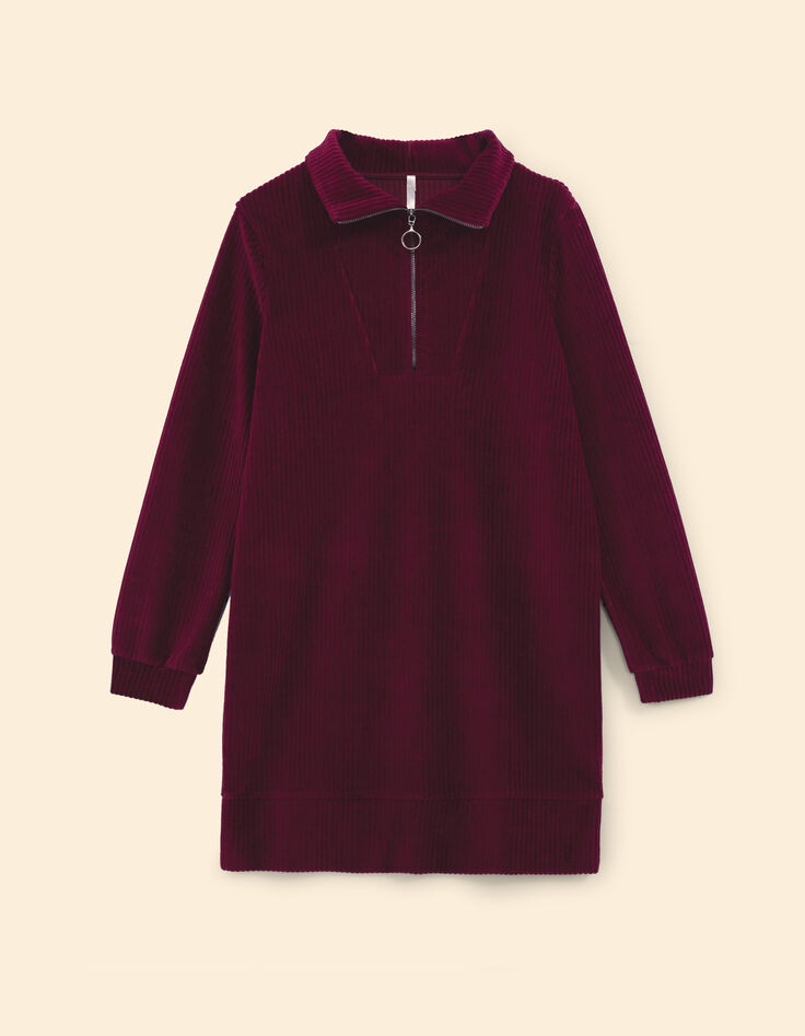 I.Code burgundy corduroy zipped dress-6 I.Code burgundy corduroy zipped dress-6