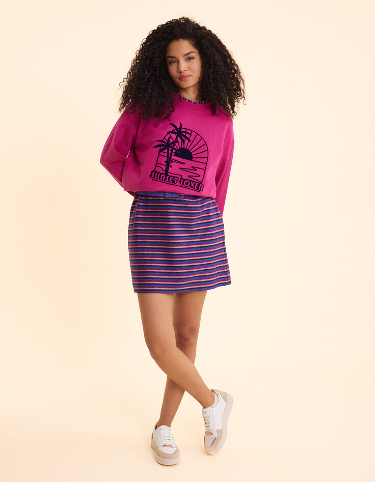 Sweat rose coucher de soleil velours floqué I.Code-3