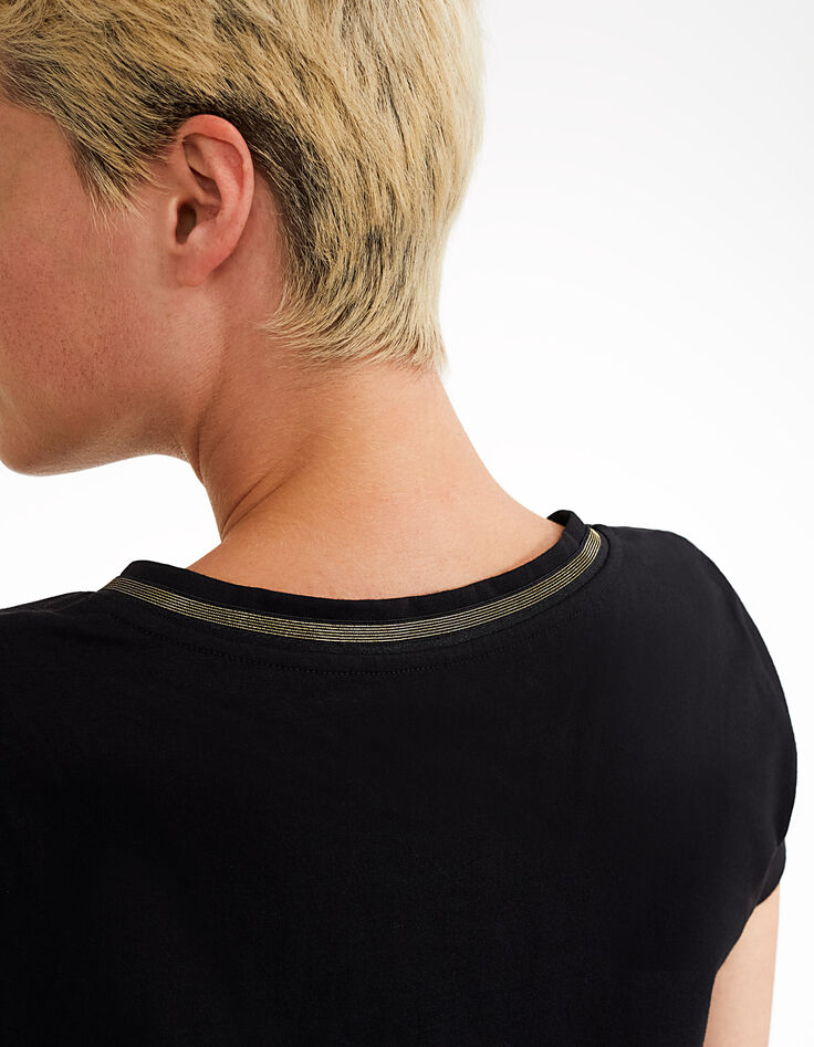 Tee-shirt noir Très Bien brodé cœurs I.Code-5