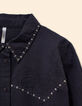 Chemise noire broderies et clous Femme-3