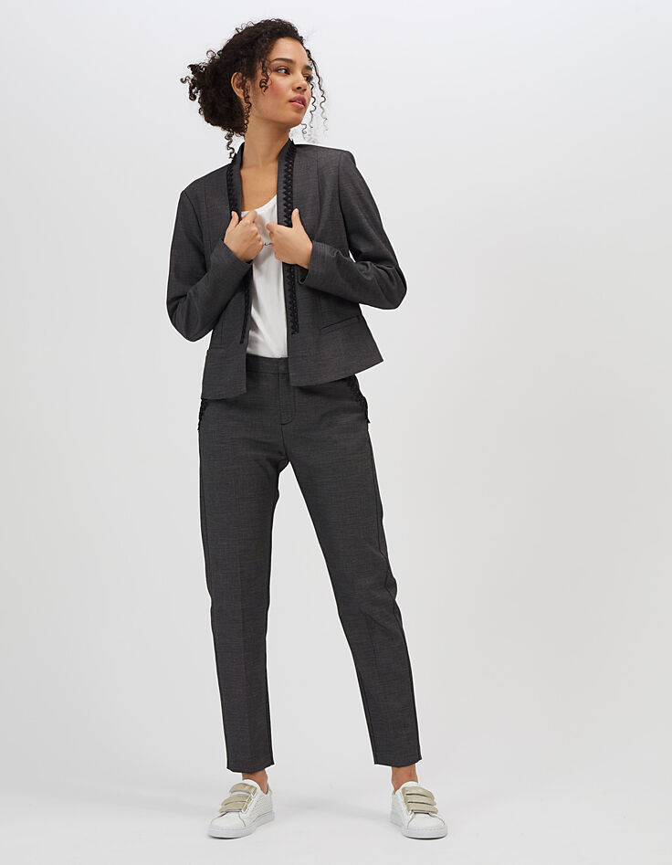 Schwarzer Blazer mit Spitze I.Code-5
