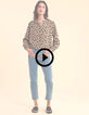 Beige blouse bloemen-luipaardprint I.Code-2