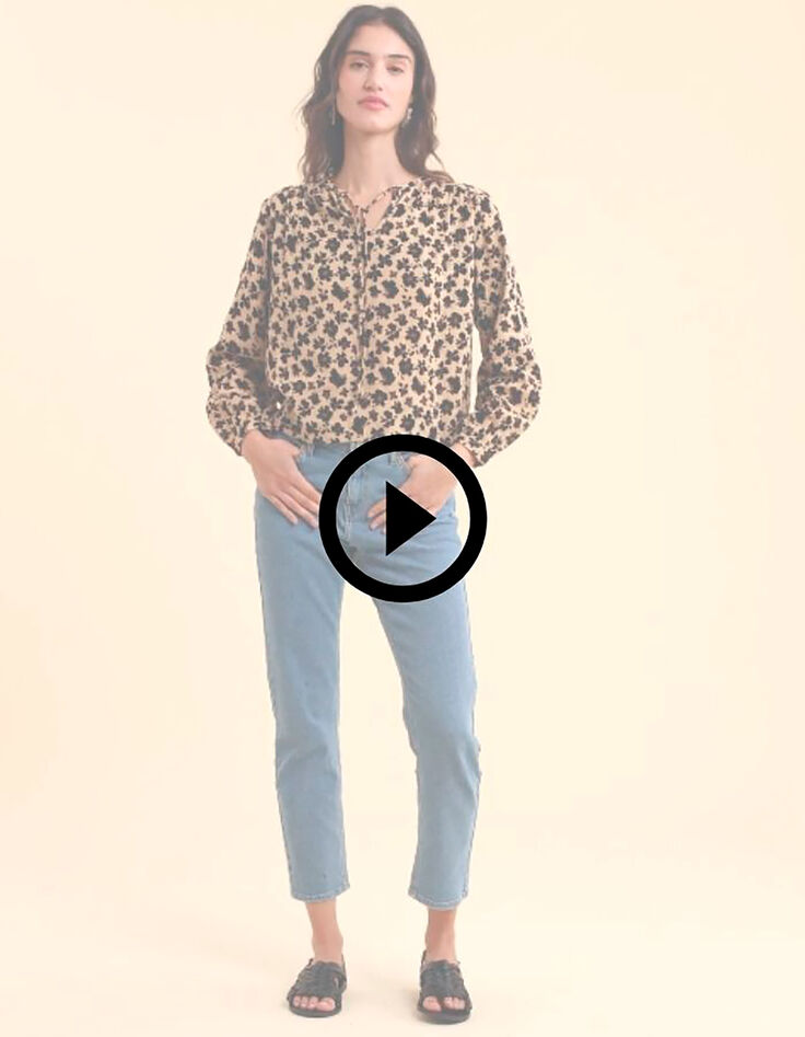 Blouse beige imprim&eacute; l&eacute;o floral I.Code-9