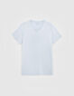 Himmelblaue Herren-T-Shirt L&lsquo;Essentiel mit V-Ausschnitt-6