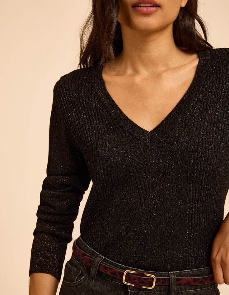 I.Code black lurex knit sweater with ribbing-5 I.Code black lurex knit sweater with ribbing-5