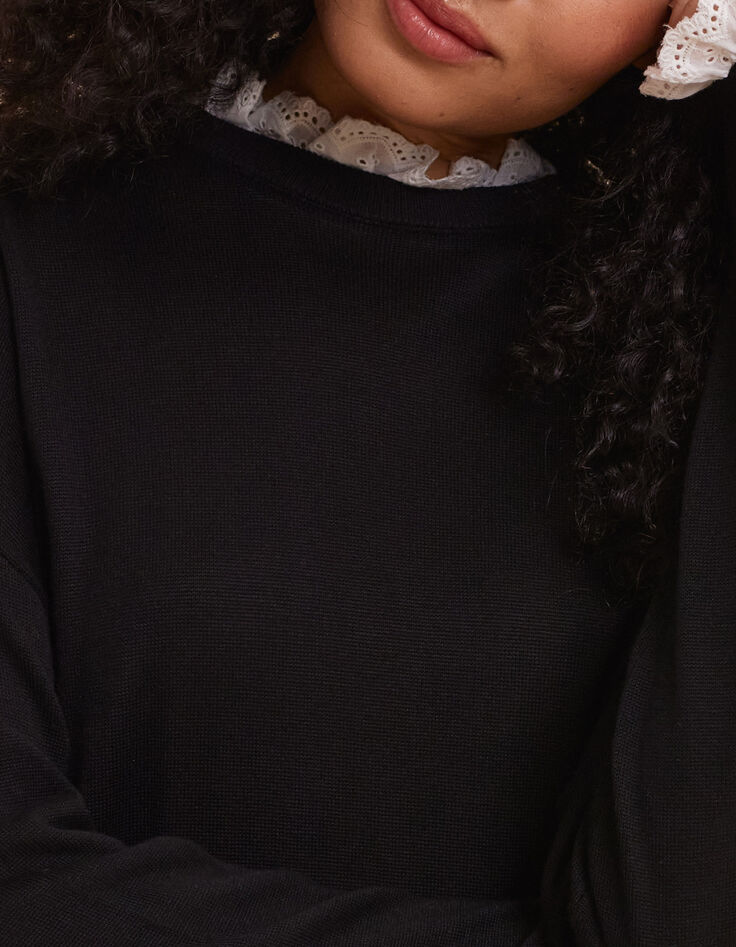 Robe noire tricot d&eacute;tails broderie anglaise I.Code-4