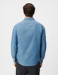 Blaues Chambray-Hemd f&uuml;r Herren mit asymmetrischer Tasche-3