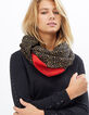 Schal Karneolrot, Schwaz und Gelb mit Herzprint I.Code-2