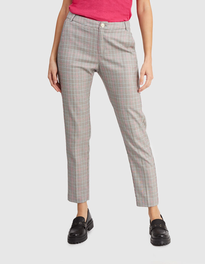I.Code beige check suit trousers - I.CODE