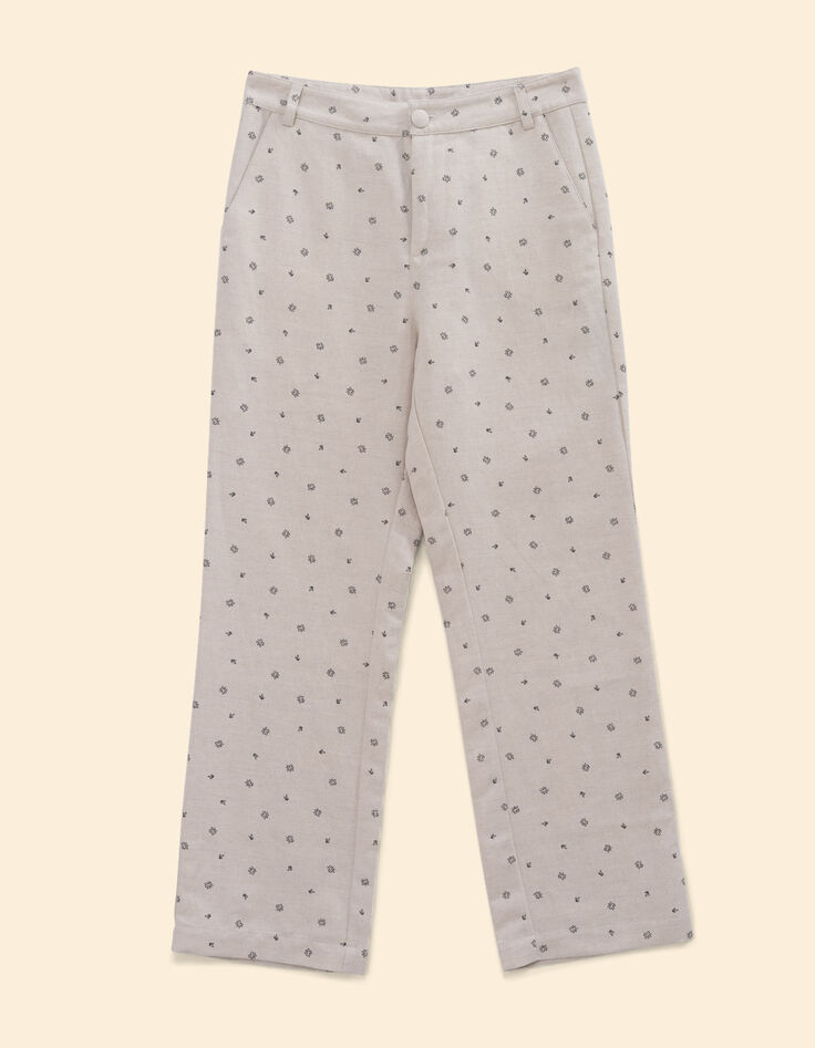 Ecru Hose mit Blümchenprint I.Code-7