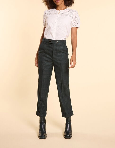 I.Code midnight green checkered suit pants