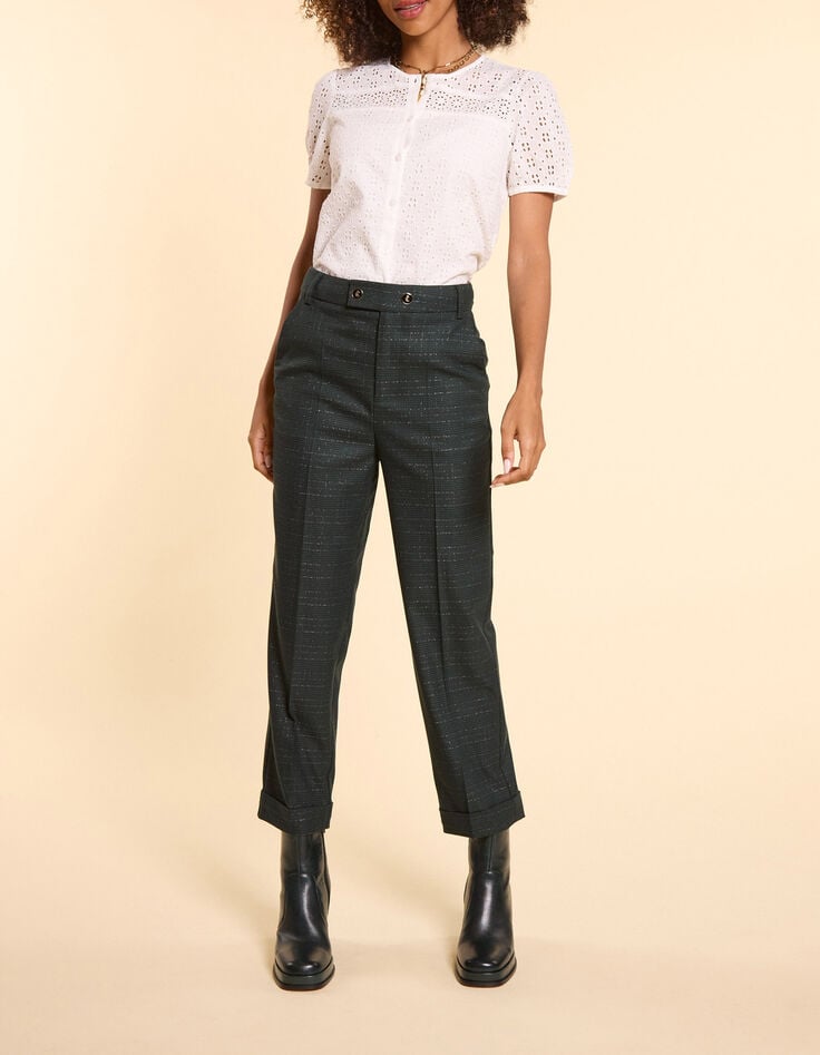 I.Code midnight green checkered suit pants-1