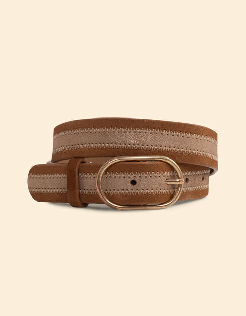 Ceinture camel cuir velours ligne dorée I.Code