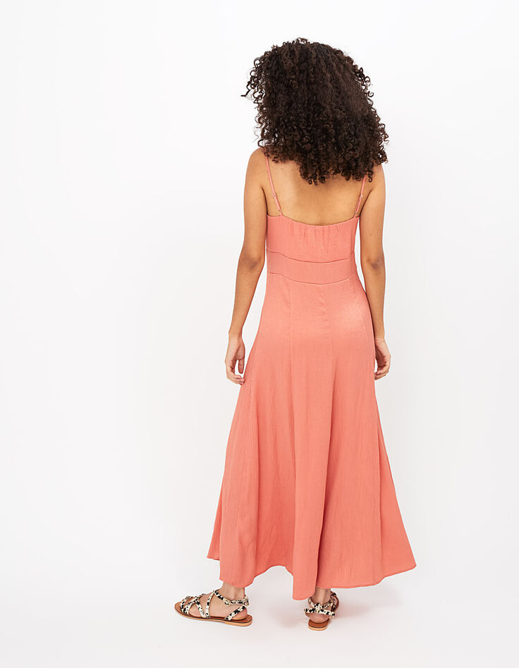 I.Code watermelon pink waffle midi dress-3