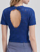 Kobaltblauer Damen-T-Shirt offener R&uuml;ckenausschnitt-2