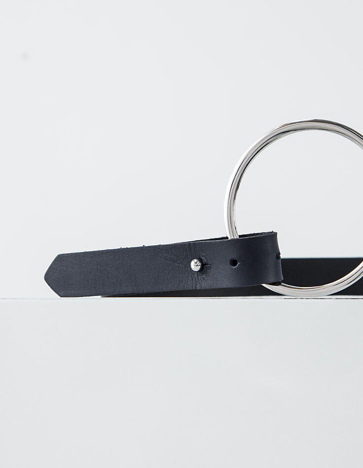 Marine leren riem met grote ring I.Code-3 Marine leren riem met grote ring I.Code-3