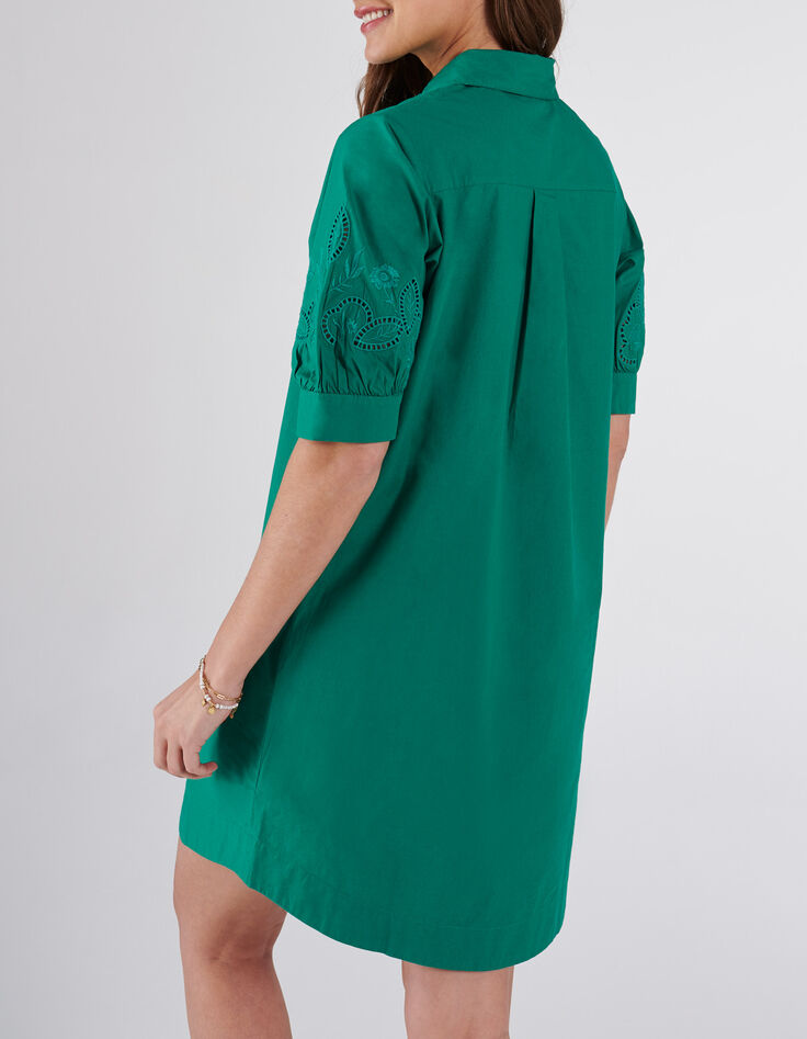 Robe chemise verte brodée I.Code-3
