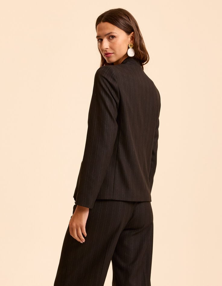 Zwarte blazer lurex strepenmotief I.Code-4 Zwarte blazer lurex strepenmotief I.Code-4