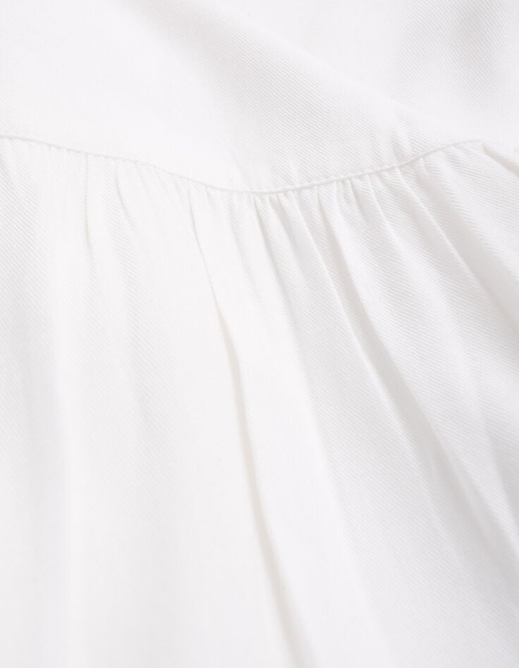 Ecru hemdblouse maxi geborduurde kraag I.Code-8 Ecru hemdblouse maxi geborduurde kraag I.Code-8
