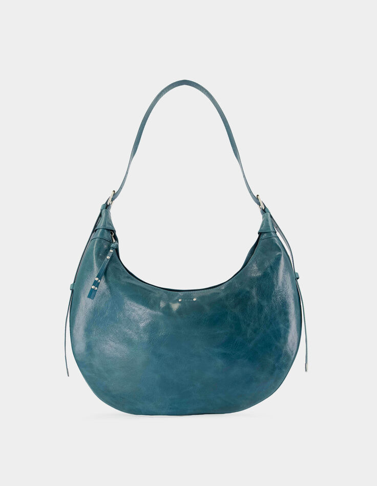Allane Damen Halbmondtasche aus gr&uuml;nem Glac&eacute;leder-1