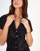 Zwarte korte jumpsuit in velours de panne reliëf I.Code-4