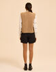 Ecru mouwloos vest details kabelbreiwerk I.Code-4