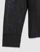 Black long-sleeved cardigan with knit pockets for women-8